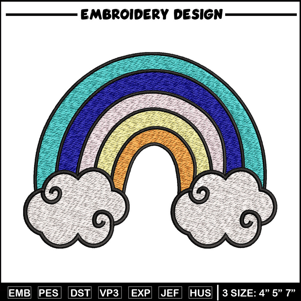 Rainbown cute embroidery design, Rainbown embroidery, Embroidery file, Embroidery shirt, Emb design, Digital download.jpg