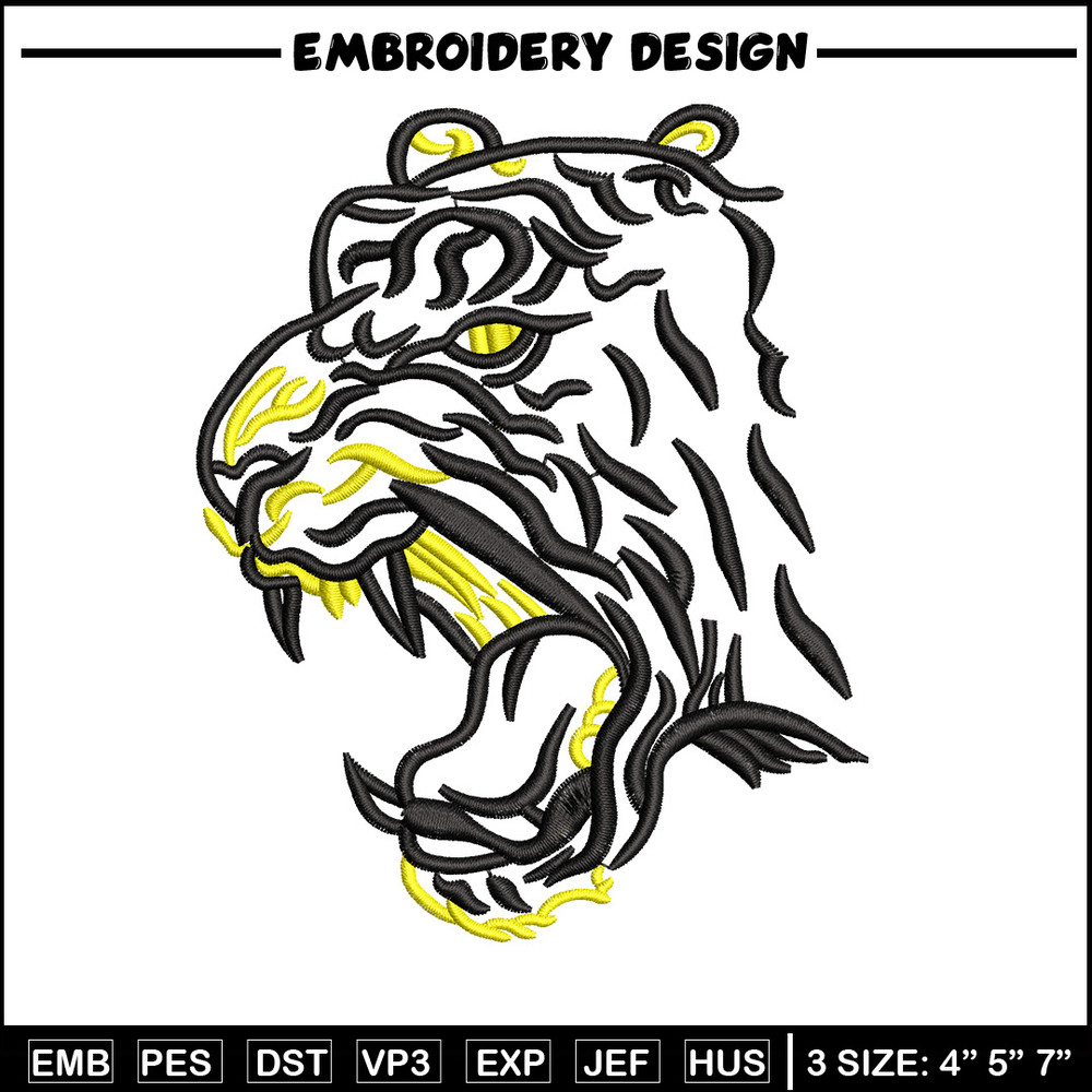 Tiger face embroidery design, Tiger embroidery, Emb design, Embroidery shirt, Embroidery file, Digital download.jpg