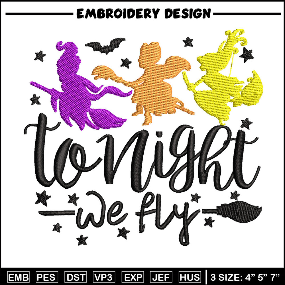 To night we fly embroidery design, Halloween embroidery, Emb design, Embroidery shirt, Embroidery file, Digital download.jpg