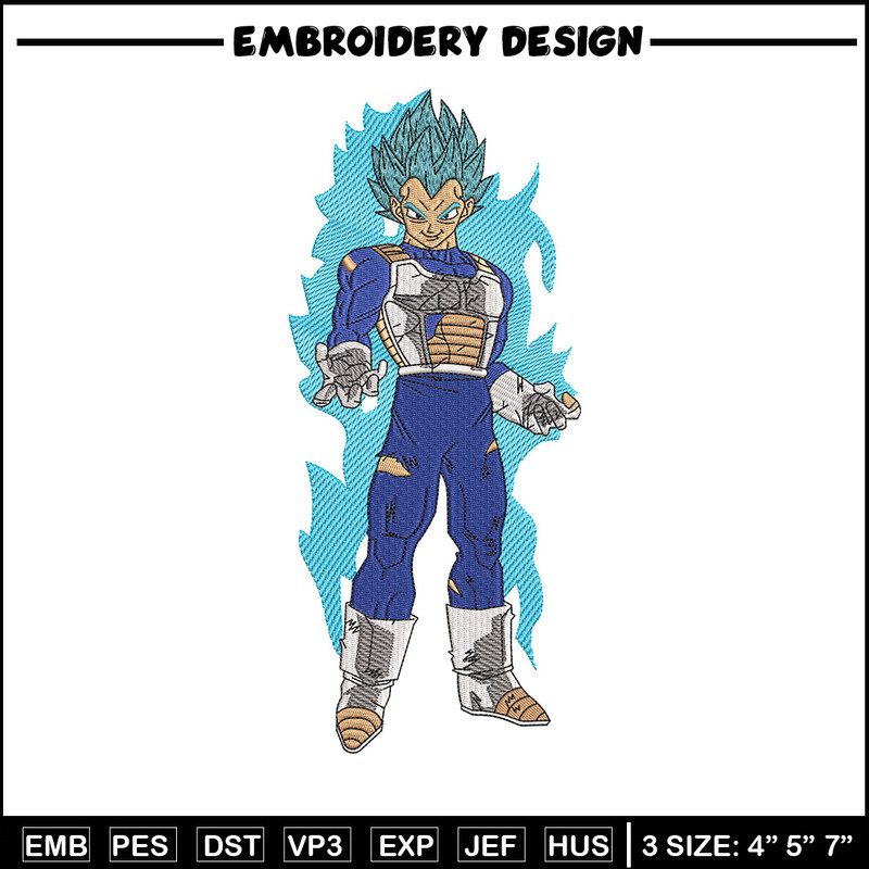 Vegeta blue embroidery design, Dragonball embroidery, Embroidery file, Embroidery shirt, Emb design, Digital download.jpg