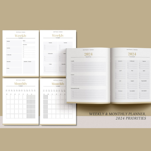 2024 Planner template, 2024 Monthly calendar template, Editable Canva template (5).jpg