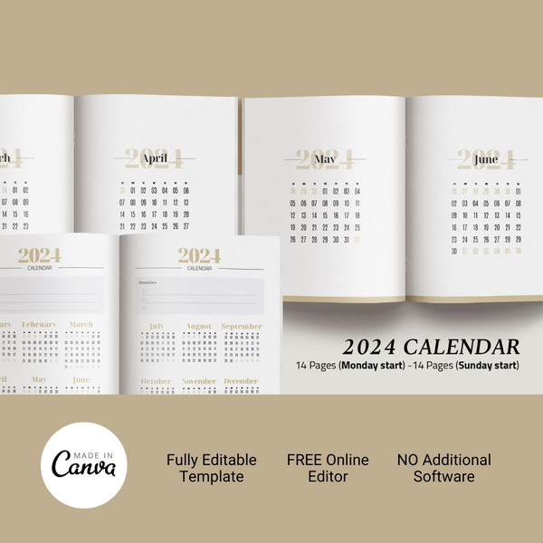 2024 Planner template, 2024 Monthly calendar template, Editable Canva template (10).jpg