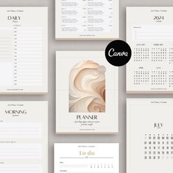 editable planner 2024 template, 2024 monthly calendar template, canva template