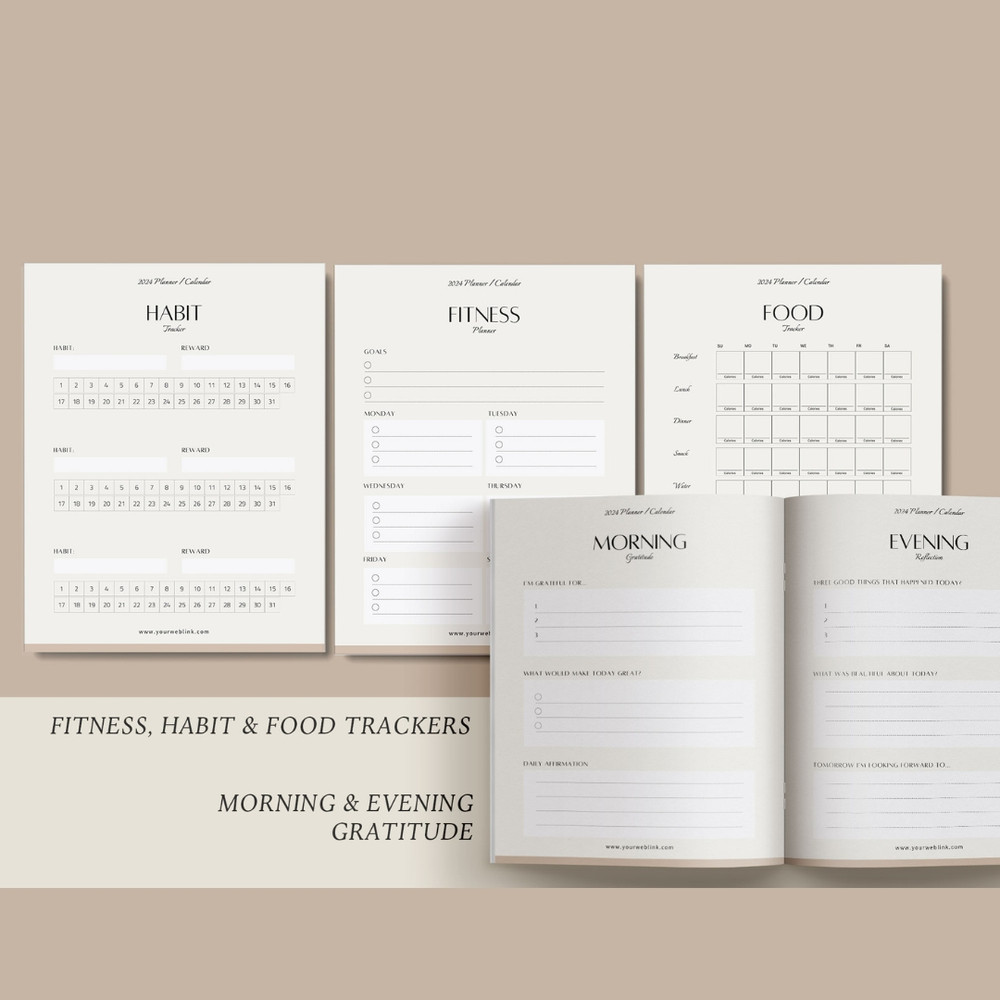 Editable Planner 2024 template, 2024 Monthly calendar template, Canva template (7).jpg