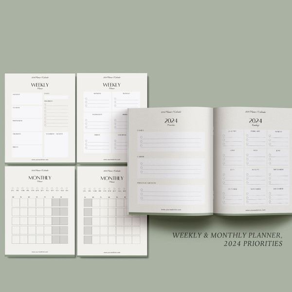 Customizable Planner 2024 template, Editable 2024 Monthly calendar template, Canva template (5).jpg