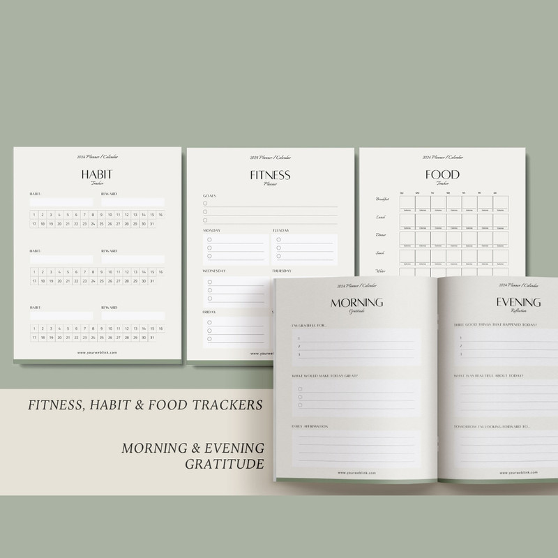 Customizable Planner 2024 template, Editable 2024 Monthly calendar template, Canva template (7).jpg