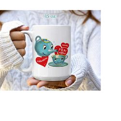 retro valentines day mug, teapot valentine coffee mug, mid century modern valentines decor 1950s vintage valentine mug g