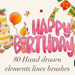 birthday procreate stamps brushes