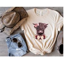 highland cow shirt, cow sweatshirt, heifer shirt, cow with flowers, western shirt, country shirt, farm life, cowgirl shi
