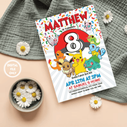 personalized file pokemon invitation | editable invitation | kids birthday invite | digital download | pokemon party |