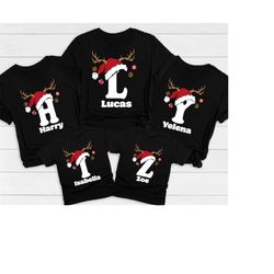 monogrammed family christmas shirt, personalized christmas family t-shirt, custom christmas shirt with name, christmas g