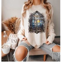 dark academia halloween shirt, gothic aesthetic shirt, stained glass cathedral vampire tshirt, witchy vintage comfort co
