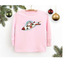 Toddler Christmas Shirt Long Sleeve Tee, Retro Santa Shirt, Baby Christmas Gift for Granddaughter, Cute Christmas Kids,