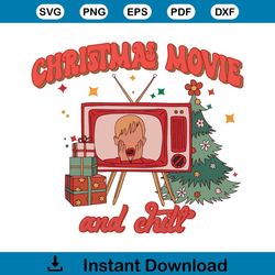 Funny Retro Christmas Movie And Chill SVG Digital Cricut File