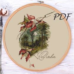 cross stitch pattern pdf october cross stitch pattern pdf design for embroidery