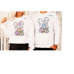 mickey and minnie watercolor couple hoodie, disney watercolor sweatshirt, mickey and friends hoodie, minnie ears disney