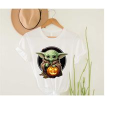 baby yoda halloween pumpkin star wars shirt, mickeys not so scary party gifts, disney trick or treat, halloween matching