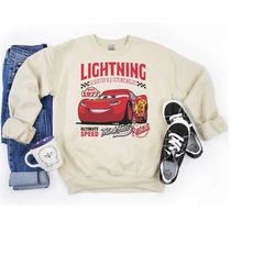 retro lightning mcqueen sweatshirt, pixar cars movie shirt, disney birthday shirt, disney kids tee, toddler birthday car