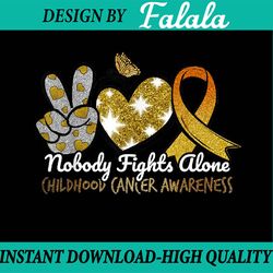 childhood cancer awareness nobody fights alone support png, awareness ribbon glitter png, digital download