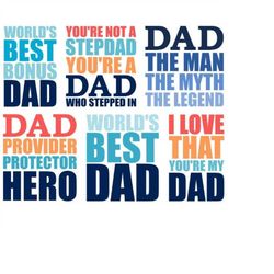 Father's Day SVG Bundle, Father's Day PNG, Best Dad, Digital Download, Cut File, Sublimation, Clipart (includes 6 svg/dx