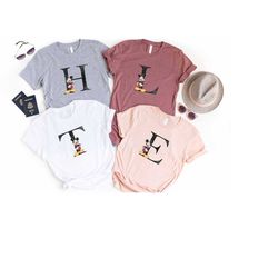 custom disney family t-shirt, disney family matching t-shirts, mickey letter shirts, minnie t-shirt, disneyworld tee, fa
