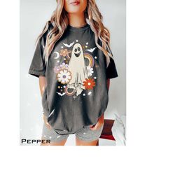 halloween comfort colors shirt, floral ghost shirt, witch tshirt, halloween shirt women, spooky season, womens ghost shi