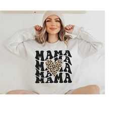 leopard heart mama sweatshirt, mom sweatshirt, birthday gift for mom, cheetah mama sweatshirt, mother's day gift mama sh