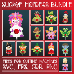 Fairy Tale Characters | Lollipop Holder Bundle | Paper Craft Templates SVG | Sucker holder