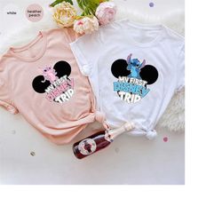 first disney trip shirts, disney stitch shirts, pink stitch shirt, mickey stitch shirt, minnie lilo shirt, disney stitch