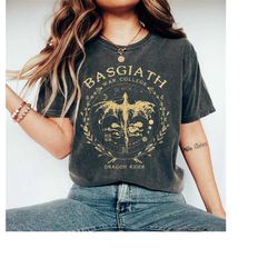 comfort colors basgiath war college shirt, fourth wing shirt, dragon rider violet sorrengail xaden riorson fantasy booki