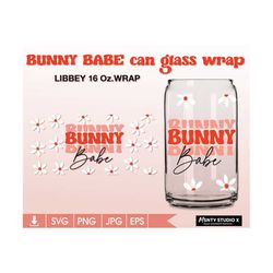 Full wrap Bunny Babe Easter Bunny Glass Wrap Svg,bunny easter can glass svg,Bunny Babe svg,16oz Libbey Can Glass Wrap,fo
