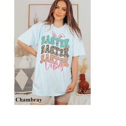 comfort colors easter vibes shirt, leopard easter bunny shirt, easter tshirts for women, cute easter shirt, easter gift