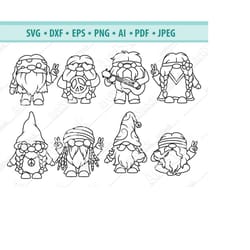 hippie gnome svg, peace gnomies svg, cute garden gnome svg, funny gnome svg, hippie gnome clipart, peace sign svg, silho