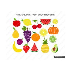 fruits svg, summer fruit svg, cherry svg, lemon svg, orange svg, pineapple svg, summer svg, apple svg, cricut, silhouett