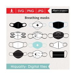 face surgical mask svg bundle, medical mask svg,dust mask silhouette, respirator mask, protection mask, cricut files, qu