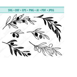 olive branch svg, olive svg, olive clipart, olive silhouette, botanical svg, laurel wreath svg, olives leaf svg, file fo