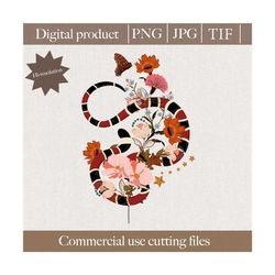 snake garden florals png ,jpg, romantic flower png, garden flower png, floral tshirt png, decor digital download clipart