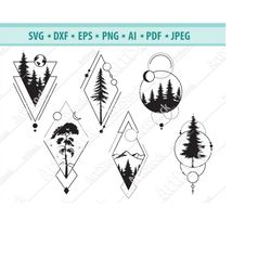 forest svg, fir tree svg, woodland trees svg, mystic woods svg, forest silhouette, forest scene svg, pine tree png, svg