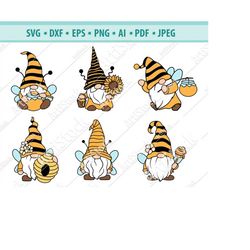 bee gnome svg, spring gnome svg, bumble bee gnomes svg, gnome clipart, bee kind svg, honey svg, gnome with sunflower svg