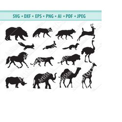 animals svg file, zoo clipart, forest animals svg, wild animals svg, safari animals svg, svg for cricut, silhouette anim