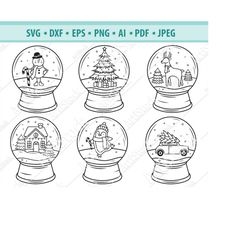snow globe svg, glass snowball svg, winter scene svg, christmas toys svg, snowy winter svg, christmas cut file, png, eps