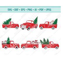 christmas truck svg, christmas tree svg, old red truck svg, merry christmas svg, vintage, truck svg files, instant downl
