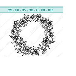 wreath svg file, flower wreath svg, floral wreath clipart, monogram wreath, wreath cut file, wreath svg, flower frame sv
