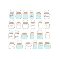 mason jars clip art & vectors - invitation, crafting, baby shower, web design, scrapbooking - 70 mason jars - mason jar