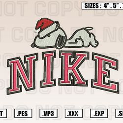 Snoopy Nike Christmas Embroidery Designs, Christmas Embroidery Design File Instant Download