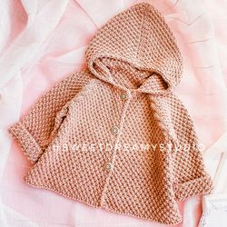 KNITTING PATTERN MILKY JACKET Pdf Knitting Pattern / Baby Cardigan/Coat/Jacket for Baby/Child / 7 Sizes