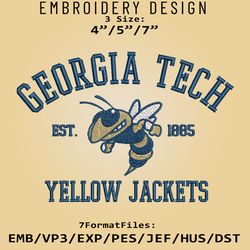 Georgia Tech Yellow Jackets embroidery design, NCAA Logo Embroidery Files, NCAA Georgia Tech, Machine Embroidery Pattern