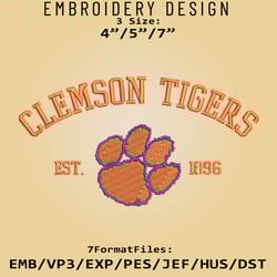 clemson tigers embroidery design, ncaa logo embroidery files, ncaa clemson tigers, machine embroidery pattern