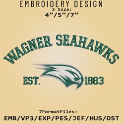 wagner seahawks embroidery design, ncaa logo embroidery files, ncaa wagner seahawks, machine embroidery pattern