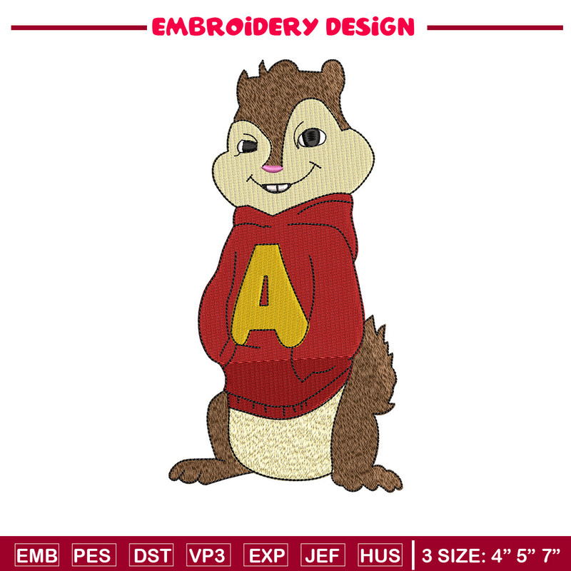 Alvin embroidery design, Chipmunks embroidery, Embroidery file, Embroidery shirt, Emb design, Digital download.jpg